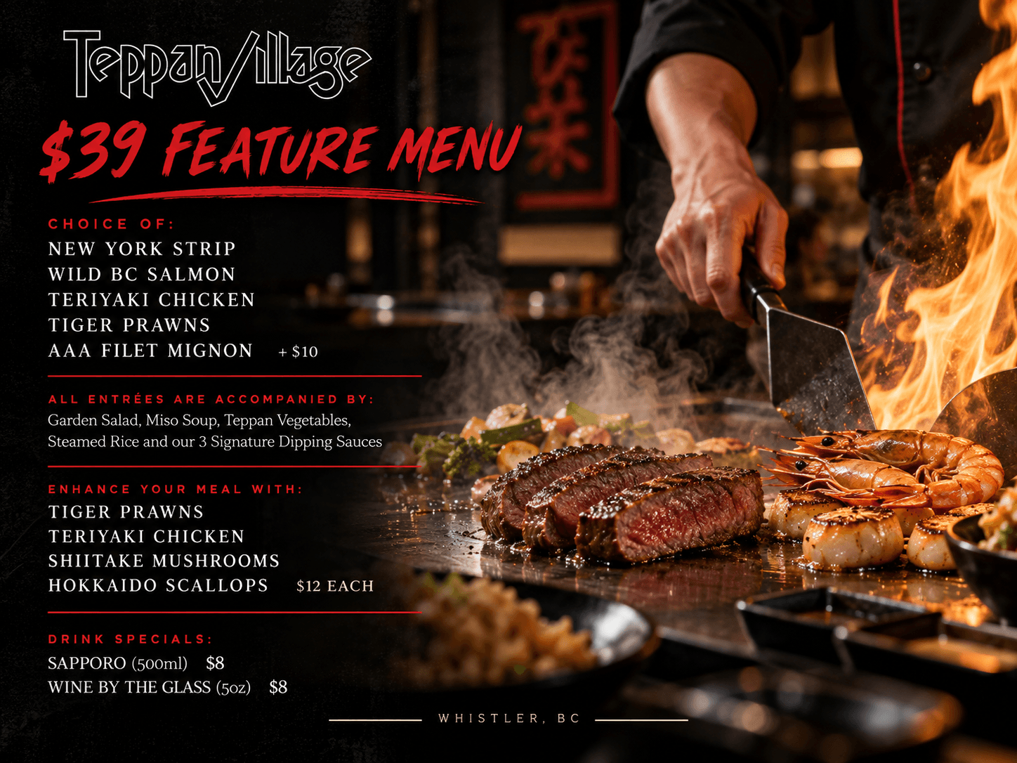 $39 Teppanyaki 3-Course Menu
